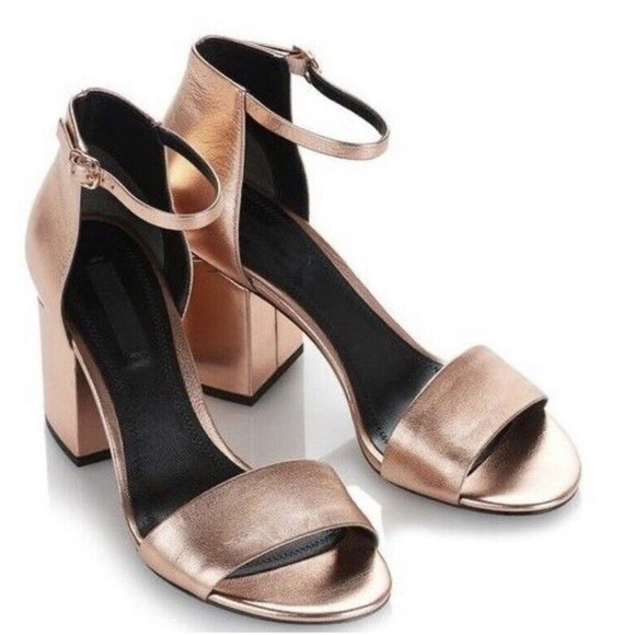 Alexander Wang Abby Sandal Heels‎ In Rose Gold Sz 38.5 US 8.5 - Picture 1 of 12